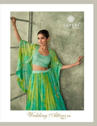 SAYURI WEDDING ATTIRES NX VOL-01 DESIGNER HALDI & MEHANDI LEHENGA CHOLI WHOLESALER IN SURAT